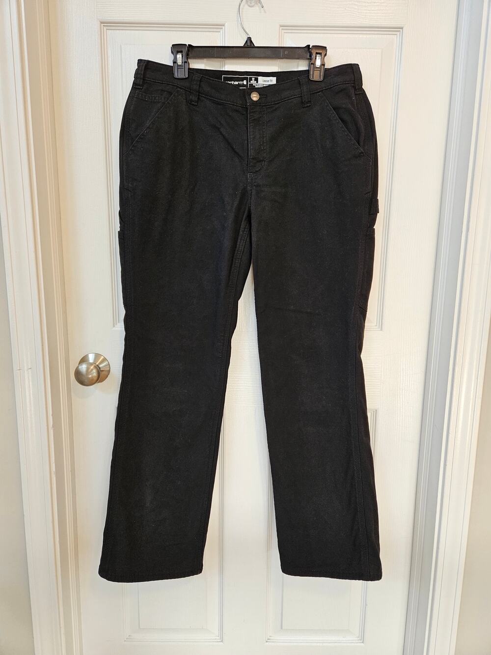 Carhartt Women’s 12 Regular Black Fleece Lined Loose Fit Work Utility Pants